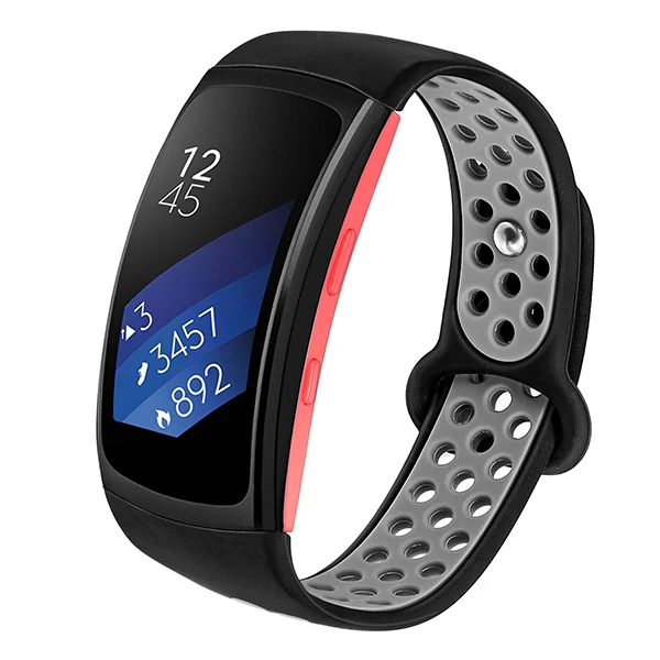 Двухцветный силиконовый резиновый ремешок для часов samsung gear Fit 2 R360/Fit2 Pro R365, спортивный ремешок, браслет на запястье - Цвет ремешка: Black Grey