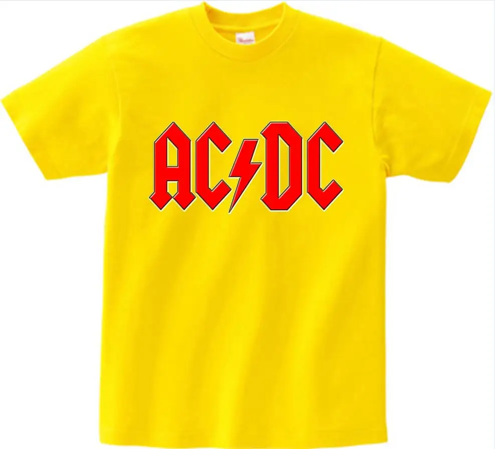 ACDC/детская футболка, футболка с буквенным принтом и логотипом AC DC, Детская Повседневная футболка, принт AC/DC, рок-футболка для мальчиков и девочек, костюм для малышей, NN - Цвет: yellow childreTshirt