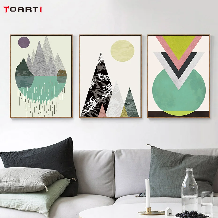 Creative Geometry Drawing Wall Art Abstract Landscape Painting Nursery Picture Nordic Posters&Prints Living Room Home Decoration (4)
