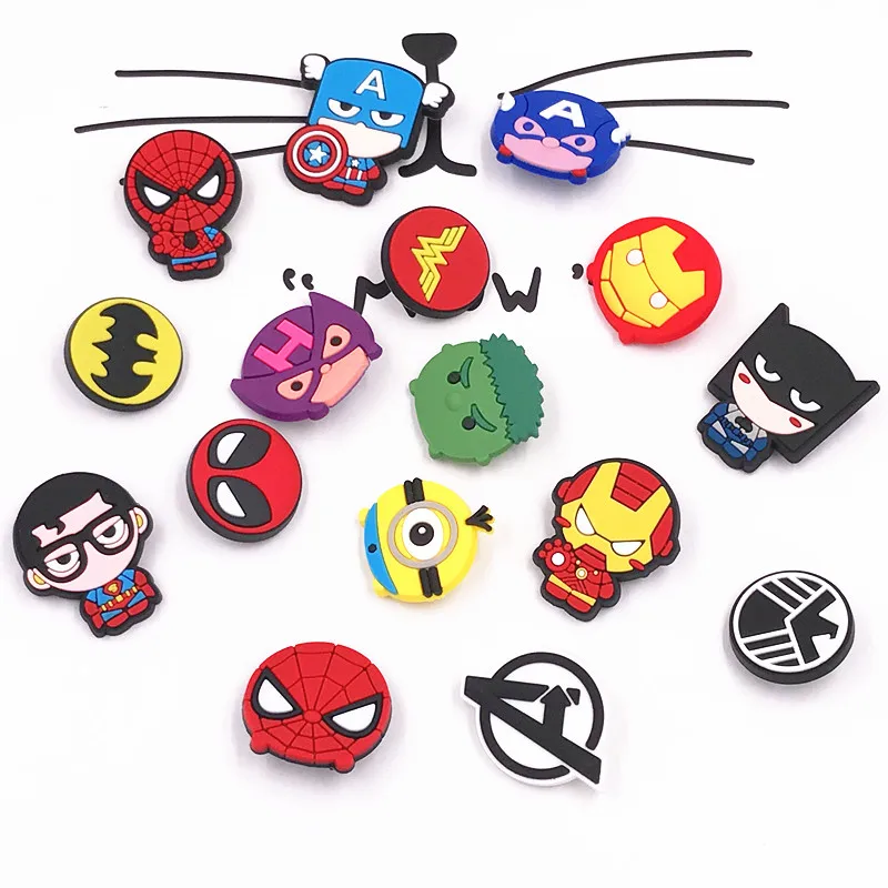 

9PCS Batman Spider Man Harajuku Cartoon The Avengers Captain America Brooch Badges Clothes Jeans Broach Pinbacks