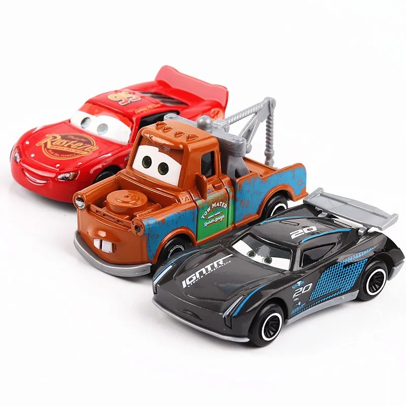Дисней Pixar тачки 7 шт./лот Молния Маккуин Джексон шторм Круз матер мак грузовик 1:55 литой металлический автомобиль модель игрушки для детей
