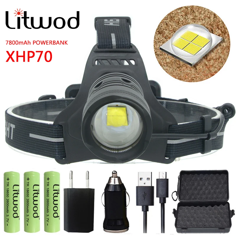 

Z202810 Litwod Original CREE Xlamp XHP70 32W chip high power Led headlamp 4292lm powerful Headlight head lamp flashlight torch