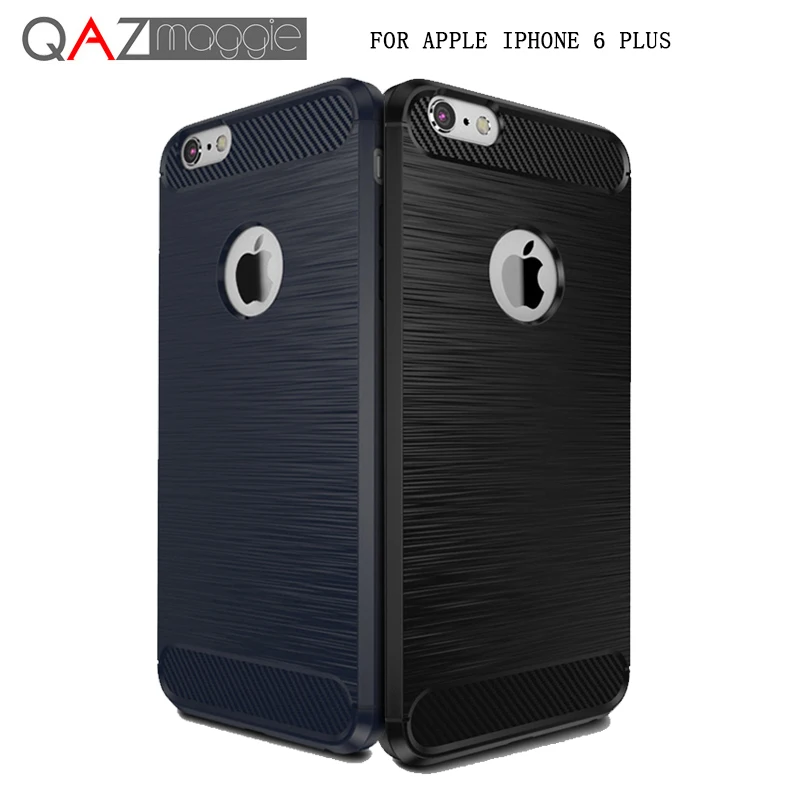cheap QAZ Maggie Case for Apple iphone 6 Plus Cover Silicone Soft TPU Brushed Carbon Fiber Texture Cover sFor iphone 6S Plus Case