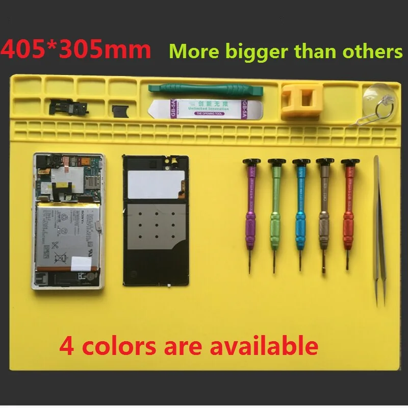 

405*305mm Soldering Mat Silicone Heat Gun BGA Soldering Station Insulation Pad Maintenance Platform Desk Mat with Magnetic Area