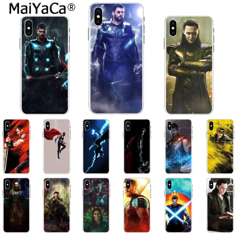 

MaiYaCa Loki Thor Soft Silicone TPU Phone Cover for Apple iPhone 8 7 6 6S Plus X XS MAX 5 5S SE XR Mobile Cases