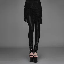 2017 new Steampunk slim slim fake two piece tassel lace elastic pants female backing