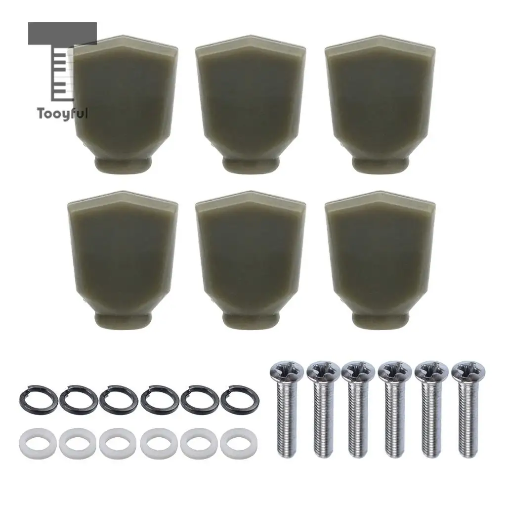 Tooyful Set of 6 Plastic Wood Guitars Tuning Pegs Machine Heads Handle Knobs Caps Buttons DIY