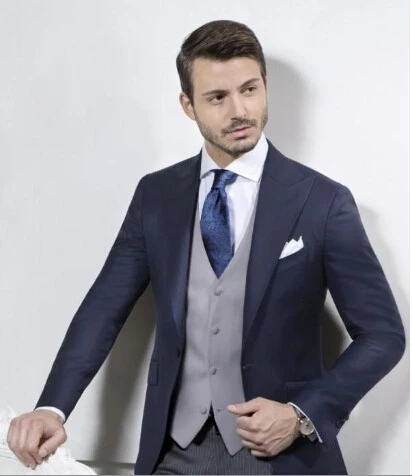 Por encargo del Mens Tuxedo trajes azul marino chaqueta pantalón M 0831 novios trajes de un botón de italiano traje|suit long|suit sockssuit pink - AliExpress