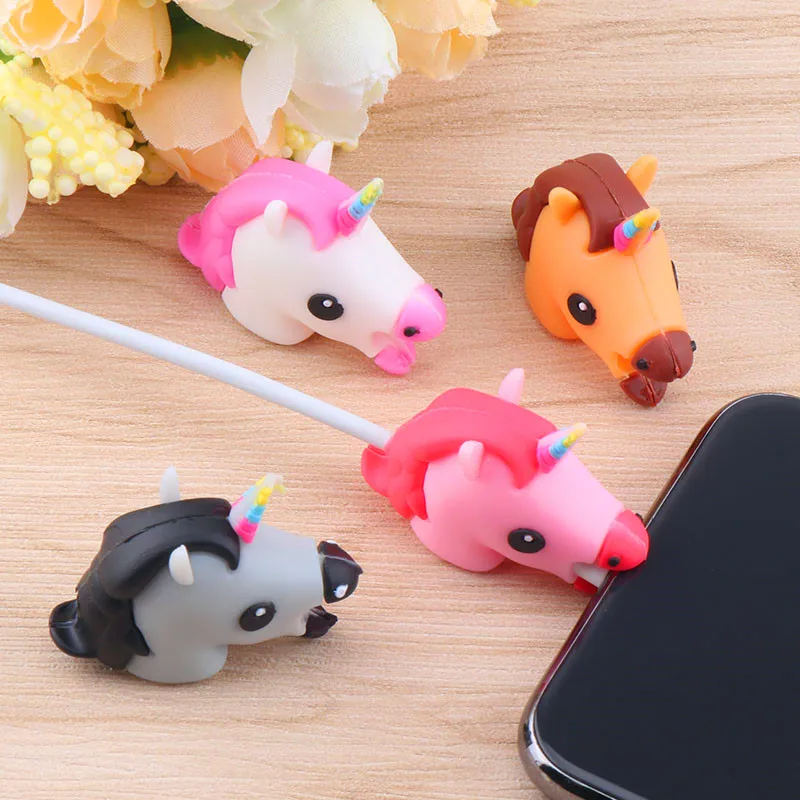 

Cartoon Unicorn Cable protector Anti-break for iPhone cable organizer winder Kawaii cute Cable Bite Protector holder