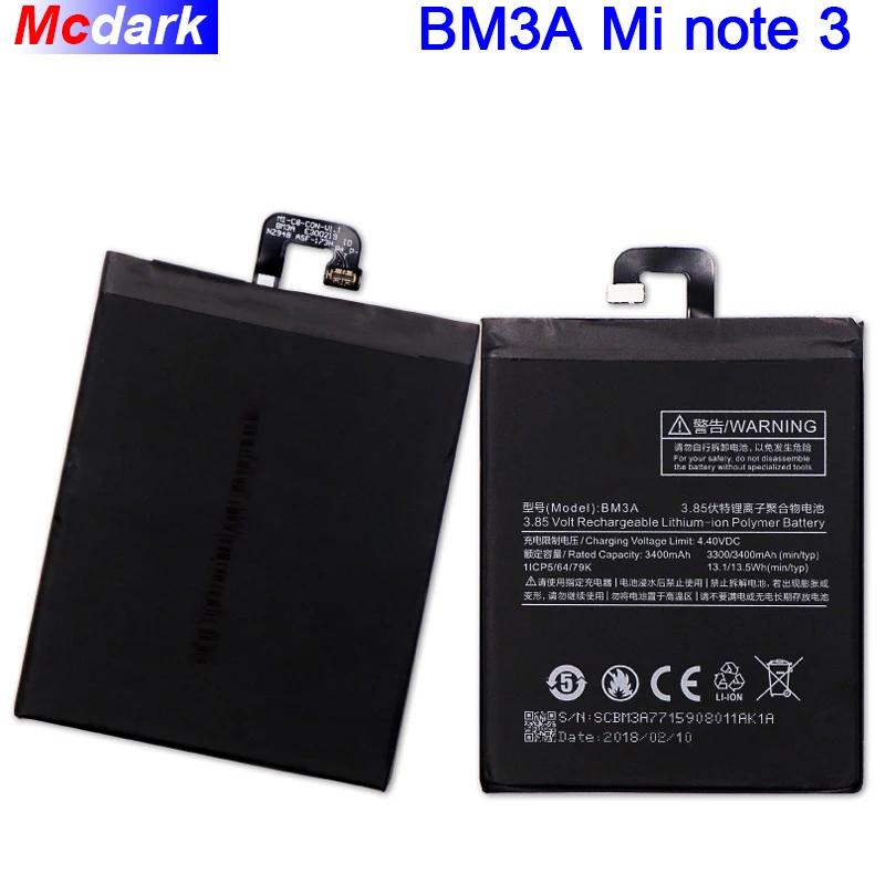 

For xiaomi Mi note 3 Battery BM3A Batterie Bateria Batterij Accumulator note3 3500mAh