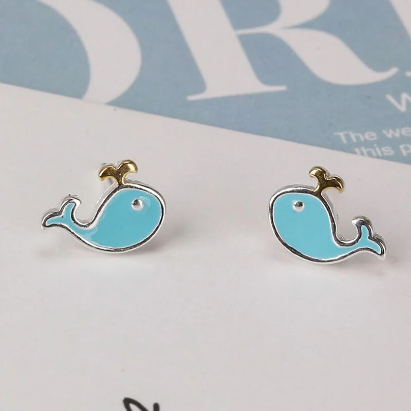 

1 Pair Cute Whale Earrings for Women W/Box Geometric Animals Heart Girls Earrings Brincos Party Jewelry Accessories Best Gifts