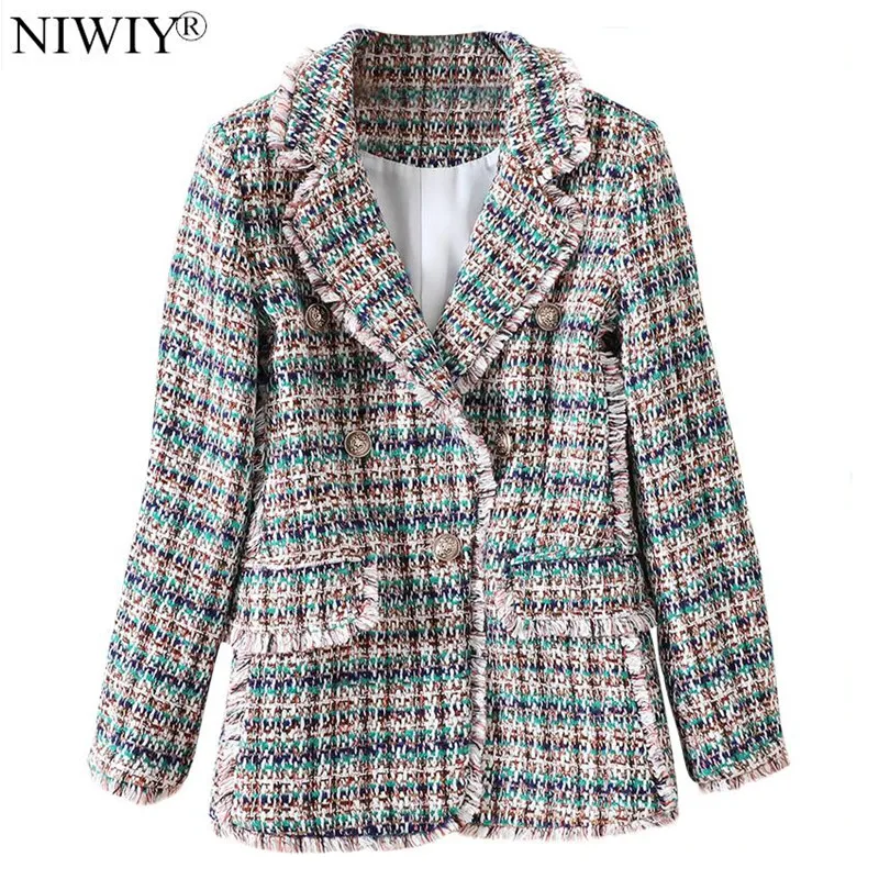 NIWIY брендовая элегантная твидовая куртка с кисточками Abrigos Mujer Invierno 2020 осенне