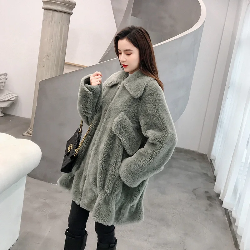 Шерстяная куртка, осенне-зимнее пальто, женская одежда, уличная одежда, пальто с натуральным мехом, корейские винтажные Женские топы из овчины ZT3165
