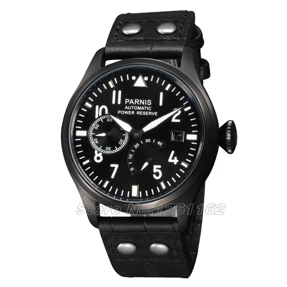 

Free shipping Parnis 47mm Big PVD Case Power Reserve Automatic Men's Watch