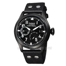 Бесплатная доставка Парнис 47 мм Big Pilot PVD Дело Power Reserve Автоматические мужские Часы