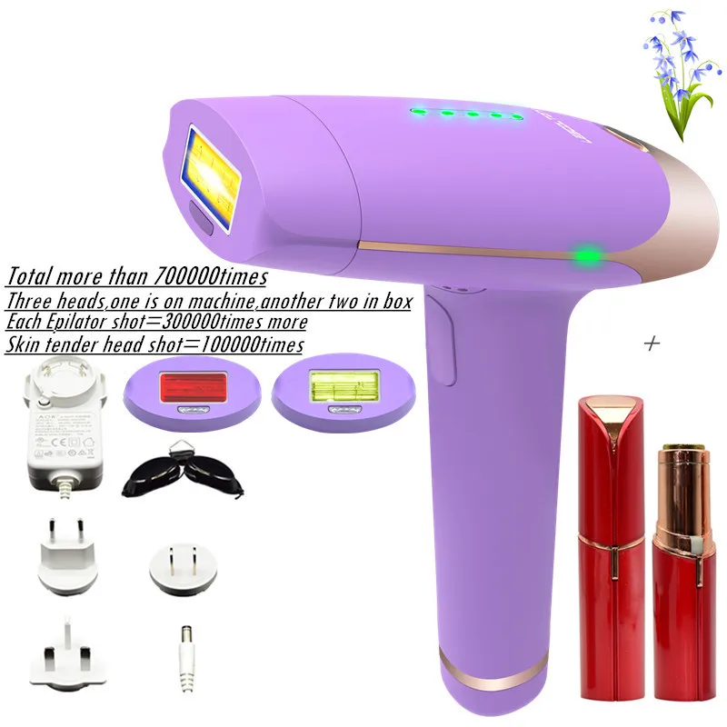 

Laser hair removal machine 700000 Electric Epilator Portable Depilator Device Permanent Light Technology for Body Leg Bikini