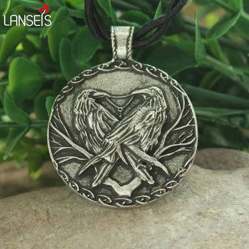 Lanseis 1 шт. ginn and Muninn кулон в виде ворона Одина с мыслью и памятью мужское ожерелье