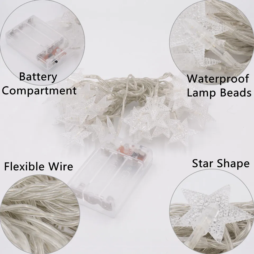 3m led String Fairy Light Battery Powered 20 Leds Fairy Lights Star Christmas Lights Outdoor Decoration Indoor Christmas Tree 5