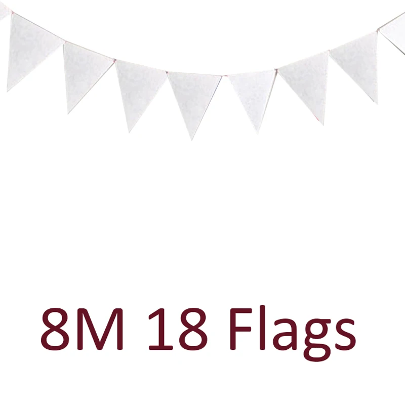 Hot 8M White Non-woven Pennants Bunting Flags Party holiday flags and Banners Wedding birthday Hang Garland party decoration