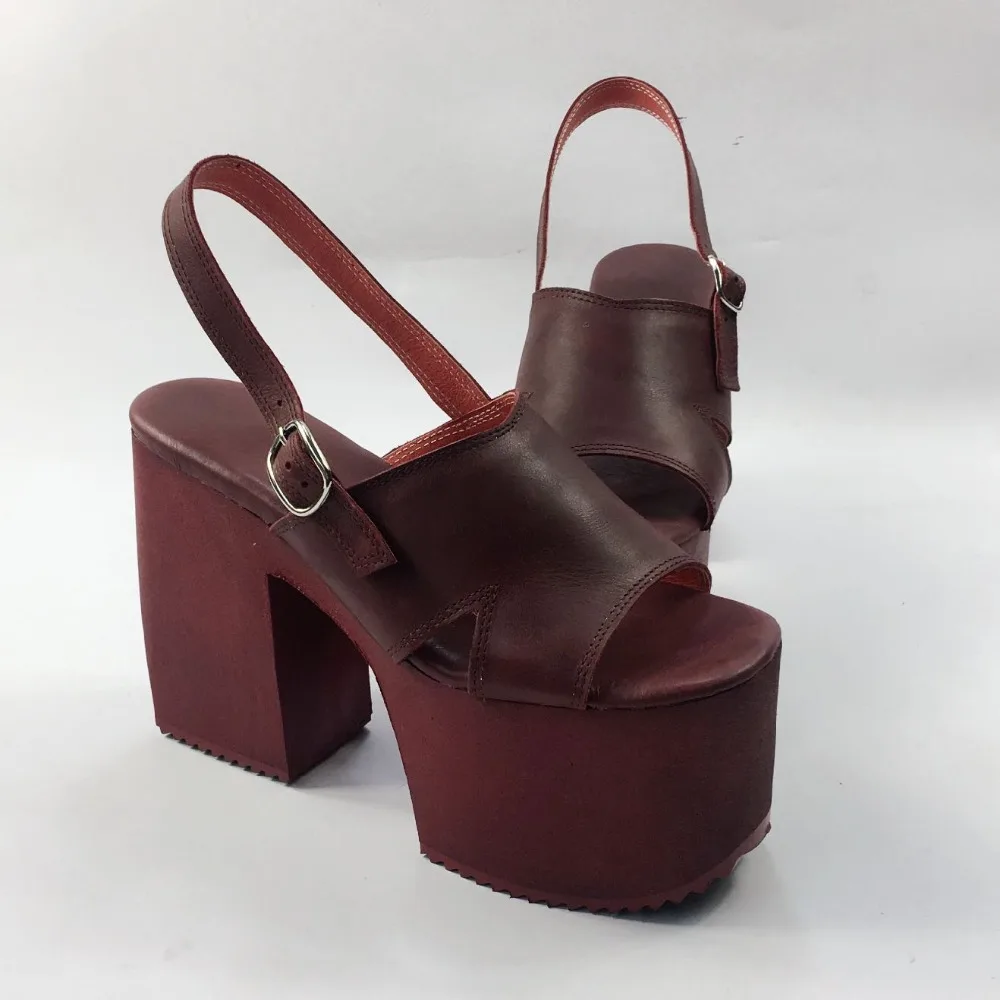 Fashion-Women-Genuine-Leather-Wine-Wedge-Platform-Summer-Lolita-Sandals- Cosplay-Shoes-Custom-Tailor-Available- 3