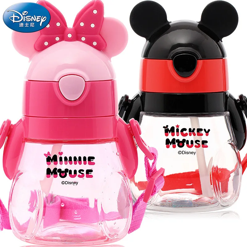 

Disney 440 ML Baby Minnie Mickey Water Bottle Straw Drinkware Kids Feeding Cup Lovely Home School Portable Tumbler With Rope