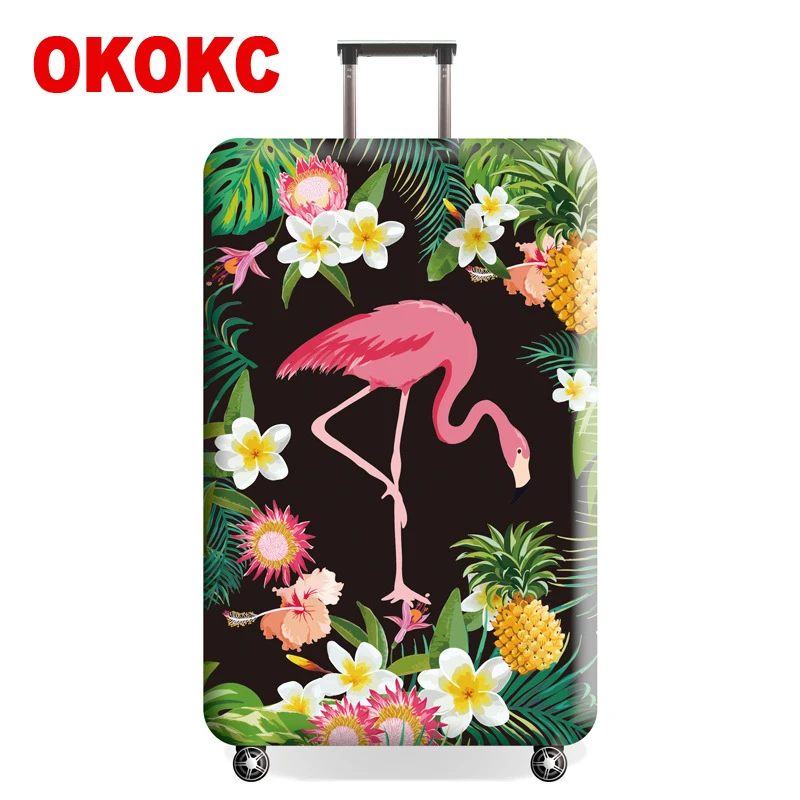 

OKOKC Flamingo Elastic Luggage Protective Covers for 18-32 Inch Suitcase Thick Dust Pink Cover Travel Bag, Travel Accessories