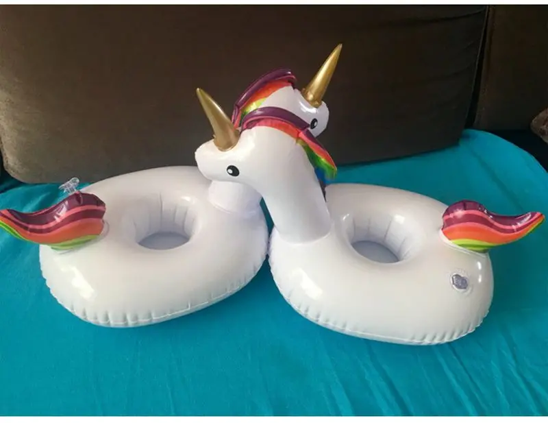 Inflatable Swimming Rings Swimming Drink Holder Unicorn Flamingo For Bath Kids Float Toys Party Supply Pool Accessories Bathing