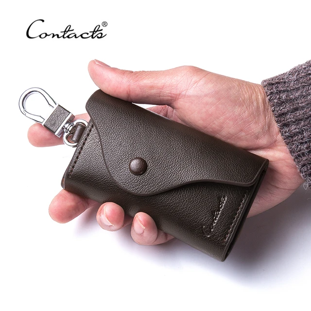 Genuine Leather Keychain Men Women Key Holder Organizer Pouch Top Layer  Cowhide Car Key Wallet Housekeeper Key Case Mini Cardbag - AliExpress