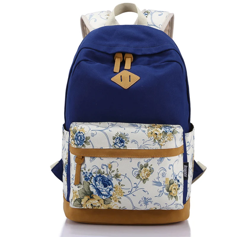 

New Fashion Quality Canvas Printing School Bags Laptop Backpacks Rucksack Travel Bags For Girls Women Bolsas Mochila Escolar