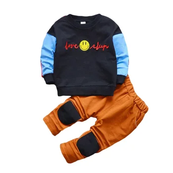 

Fashion for boys Clothing for girls from cotton with a pattern Smile T-shirt pants 2 pcs / set. Kids Suits Demi-season Baby Kits
