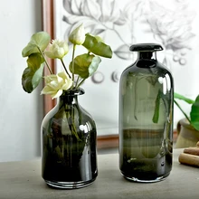 Простая стеклянная ваза в скандинавском стиле, ретро Дымчатая темная ваза, украшение для гостиной, настольное украшение, стеклянная ваза для цветов для дома