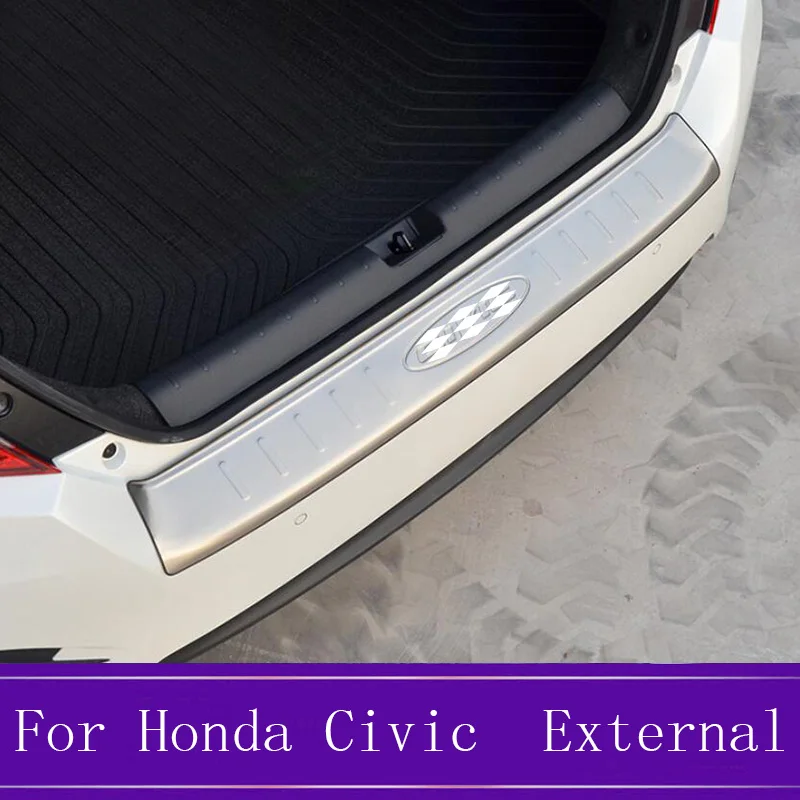 Багажник заднего бампера из нержавеющей стали, декоративная полоска, аксессуар для автомобиля Honda Civic 10th