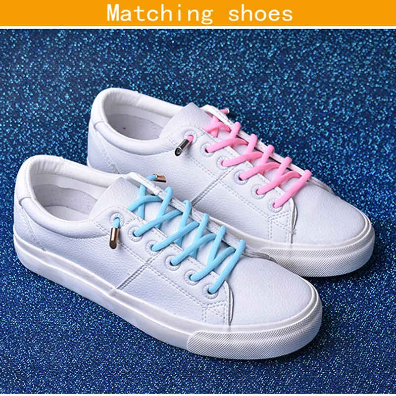 1 set New lazy Do not tie shoelaces fast and easy elastic sneaker men Women shoes laces metal shoelace buckle Lace buckle anchor