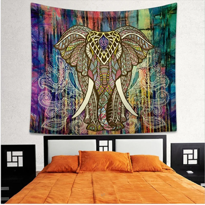 

Indian Elephant Mandala Hippie Bohemia Wall Hanging Tapestry Gypsy Bedspread Throw blanket Tapestry