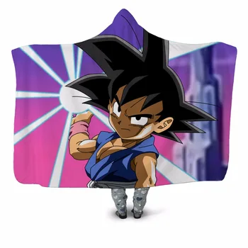 

Dragon Ball Anime 3D Printed Plush Hooded Blanket for Adults Children Warm Wearable Fleece Throw Blanket Home Office Washable