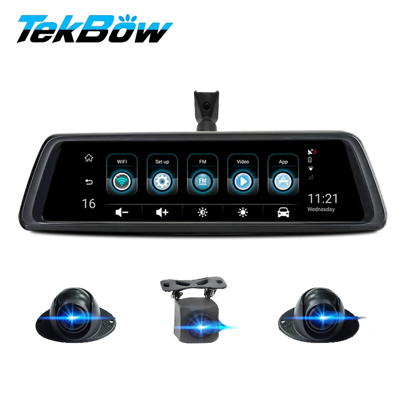 

Tekbow T104 Plus with 4CH Cameras lens 10" Touch Android Navi car camera with gps rear view mirror dvr drive recorder ADAS WIFI