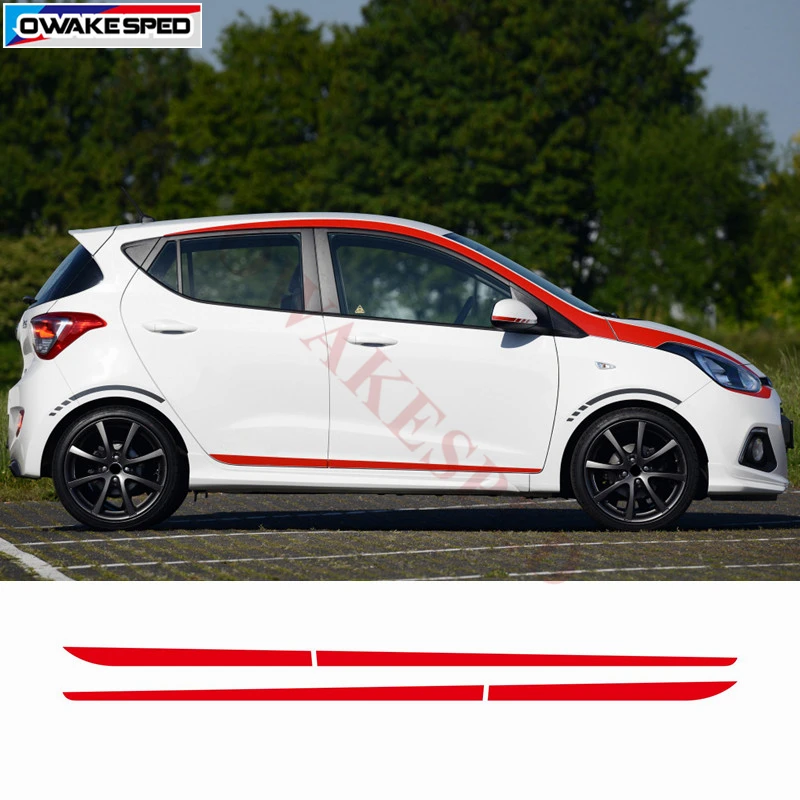 Наклейка на дверь и боковую юбку автомобиля для Hyundai i10 2014 2017 спортивные гоночные