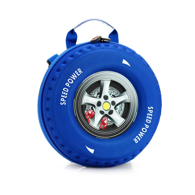 

2019 Fashion kindergarten school bags children cartoon 3D car tyre backpack mini wheel bag for boys and girls snacks bag 3 color