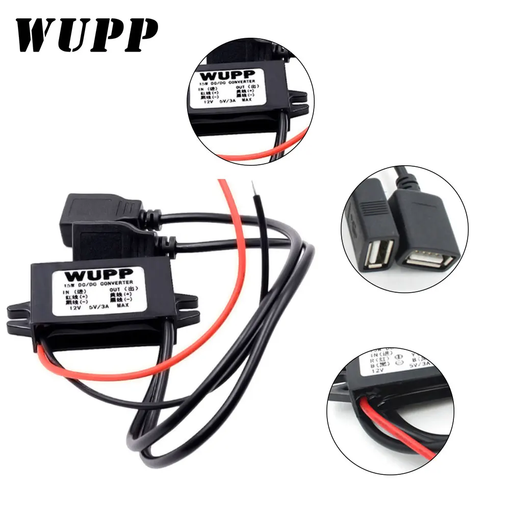 3A DC 12V to DC 5V Multifunctional Super-Thin Dual USB Charger Adapter Converter Module for Car Motorcycle Phone Charge DC 12V to DC 5V Converter Module