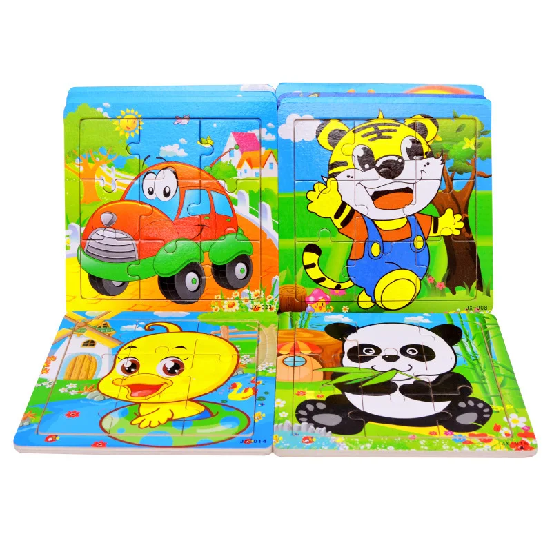 

Cartoon Animal puzzle Cube Jigsaw Educational Wooden DIY Toys For Children Puzzles Develop intelligence Toys Christmas Gifts