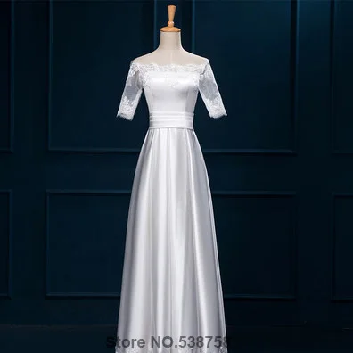 Suosikki, роскошное сатиновое длинное вечернее платье бордового цвета с кружевной вышивкой и полурукавами, элегантное платье для банкета, выпускного вечера, Robe De Soiree - Цвет: Белый
