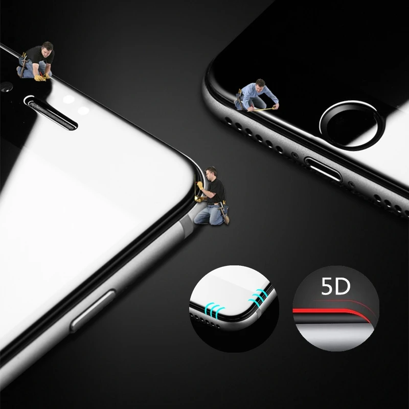 5D стекло для iPhone 6s 6 7 8 Plus полное покрытие закругленные края закаленное Защита