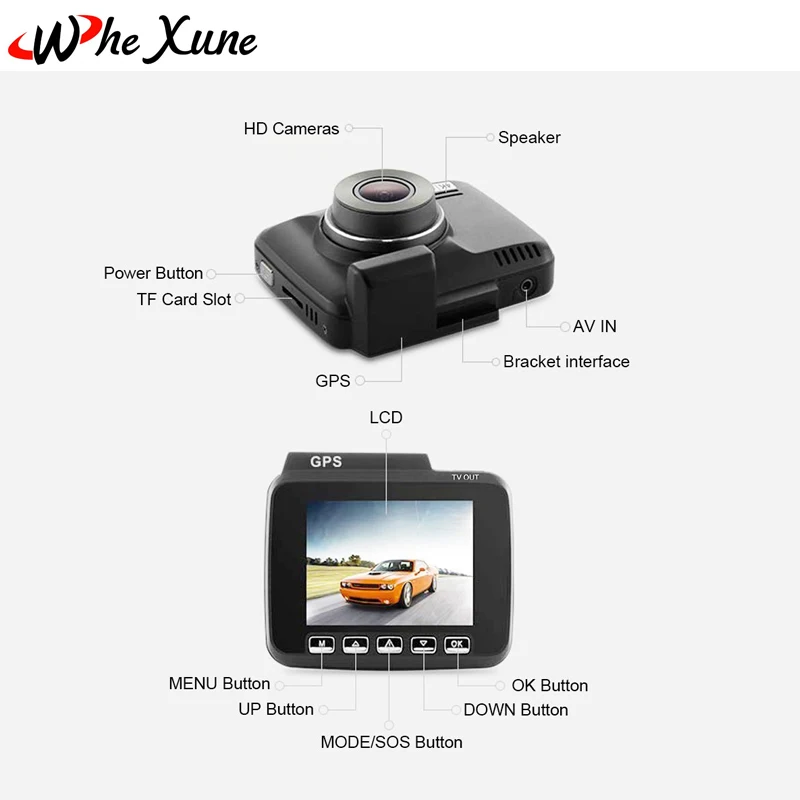 Whexune Новый gs63h 1080 P 4 К Видеорегистраторы для автомобилей Камера с Wi Fi 2.4 дюймов