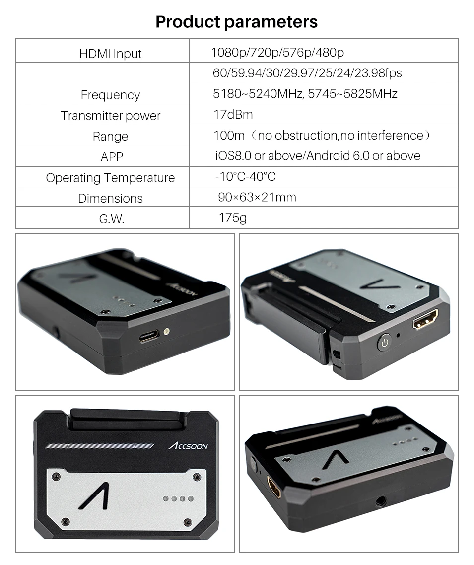 Accsoon CineEye карманная Беспроводная HDMI система передачи видео передатчик 1080P Передача 100 м видео аудио передатчик приемник