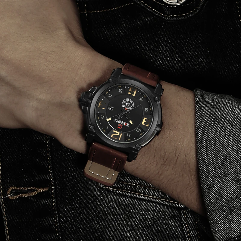 Топ люксовый бренд NAVIFORCE мужские спортивные часы мужские кварцевые часы с датой кожаные военные наручные часы Relogio Masculino