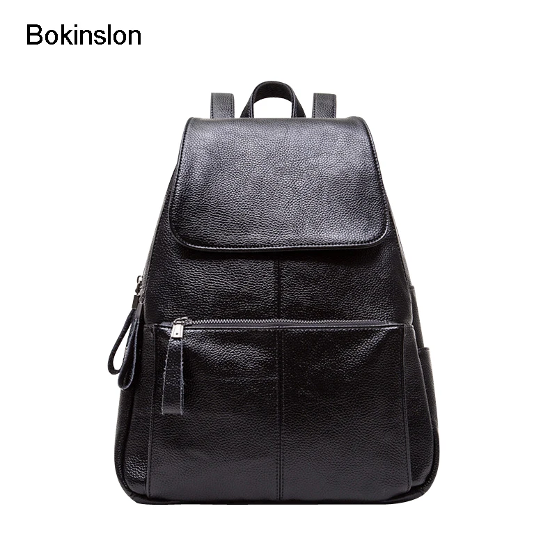 Bokinslon Backpacks Bags Women PU Leather Fashion Female Travel Bags Solid Color Practical Woman Backapcks