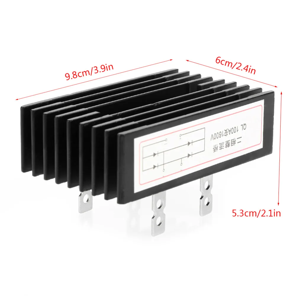 1 шт. 2-фазный 100A 1600V Напряжение высокое Мощность черный диодный мост выпрямителя