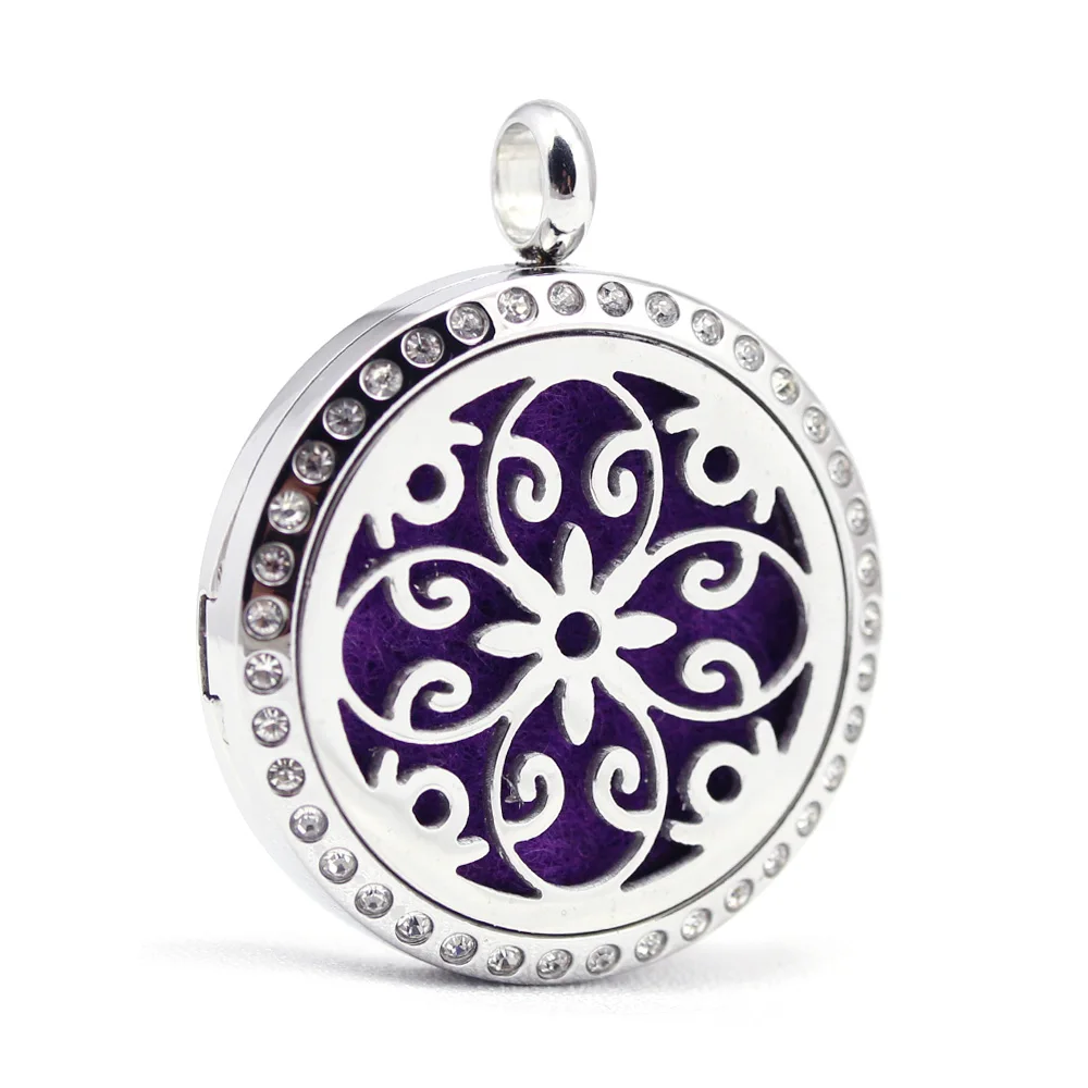 30mm stainless steel new design rhinestone aroma aromatherapy essential