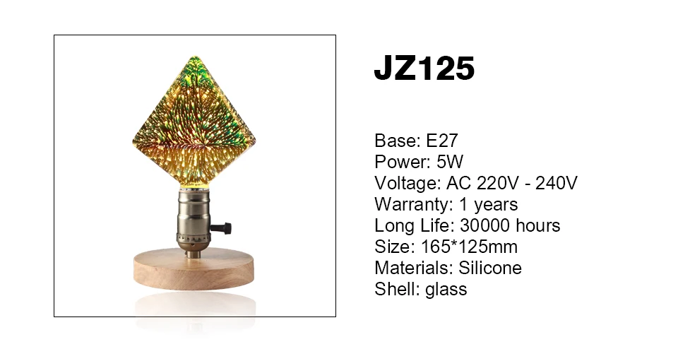 3D цветная светодиодная лампа Эдисона E27 220V винтажная декоративная лампа для фейерверков ST64 G95 A60 Рождественский Ампульный светодиодный светильник ing