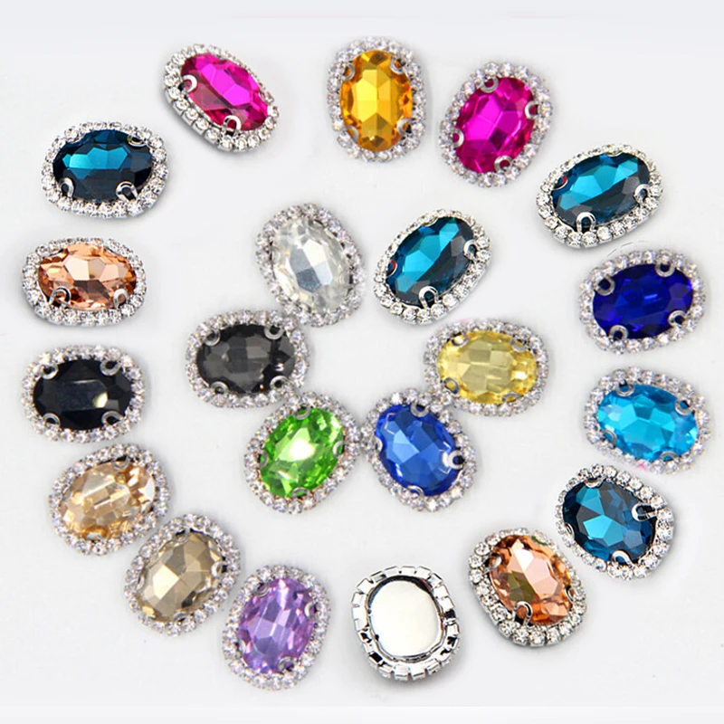 

2016New 100Pcs Oval Glass Sewing On Rhinestones Buttons For Wedding Dress Decorations or DIY hair accessior NT02